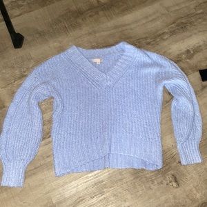 blue v-neck sweater